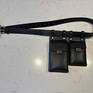 Black Leather Belt Bag